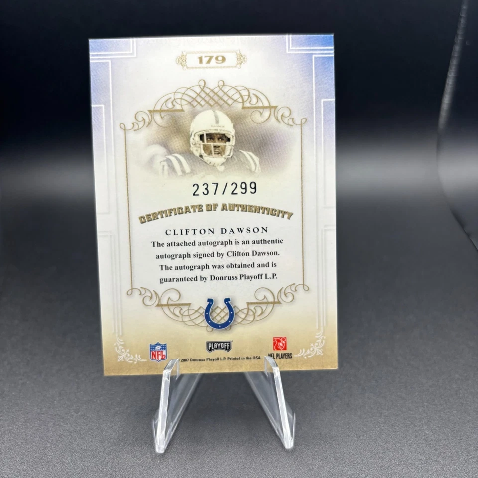 2007 Playoff National Treasures Colts Clifton Dawson #179 /299  - Image 2 of 2