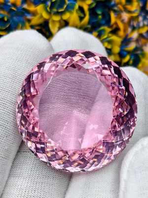 GIE Certified 210 Ct Round Cut Brazilian Natural Light Pink Color Topaz Gemstone