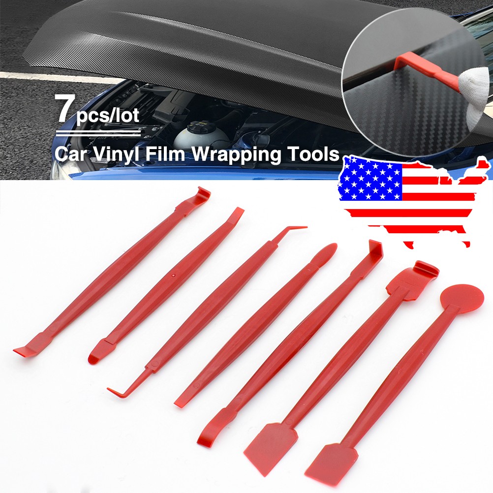 7pcs Car Vinyl Film Wrapping Micro Squeegee Stick Tuck Tool Edge Scraper Kit US