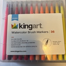 KINGART Marqueurs Pinceau Aquarelle 36 pièces Multicolore Pointe Fine pour Coloriage Dessin