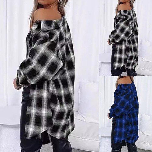 Effortless Style Womens Long Sleeve Casual Plad Flannel Shirts Available