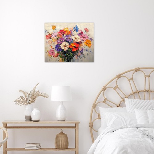 Watercolor Plant Orange Wildflower Abstract Wall Art for Bathroom Living Room - Picture 3 of 15