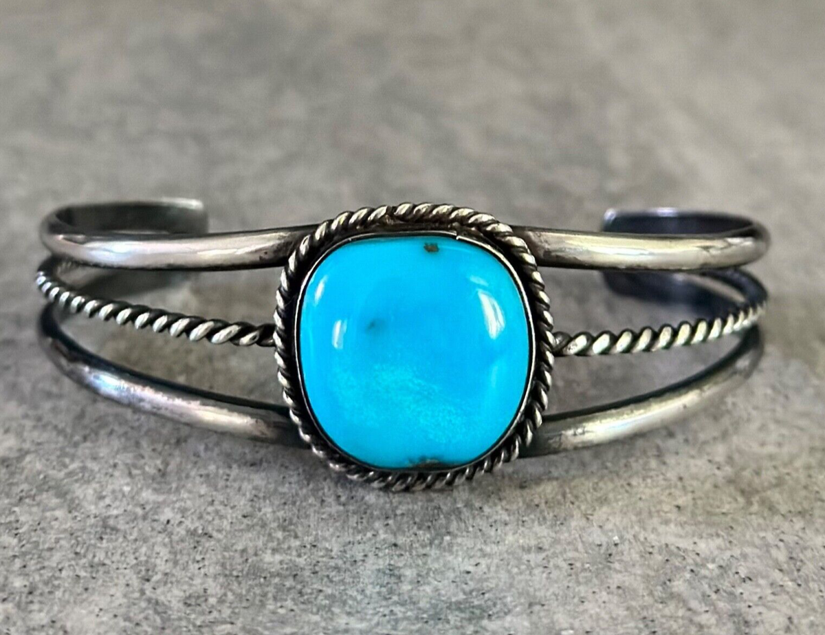 アクセサリー Vintage Navajo Turquoise Silver Bracelet c2e4e69b-1947-5e9f-8fe3-