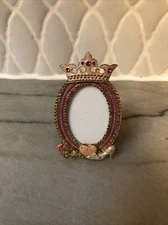 Walt Disney World Princess Mini Picture Frame Oval Pink Crown Shoe Heart