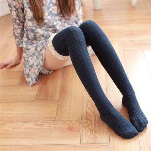 Calcetines altos de encaje para mujer dama medias largas muslo otoño invierno - Imagen 9 de 21
