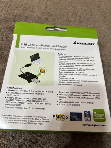 Iogear USB Common Access Smart Card Reader GSR212 - Picture 4 of 5