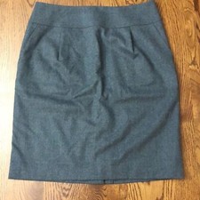 VTG TALBOTS 6P Gray Italian Wool A-Line Short Skirt Career Business Stretch 90s
