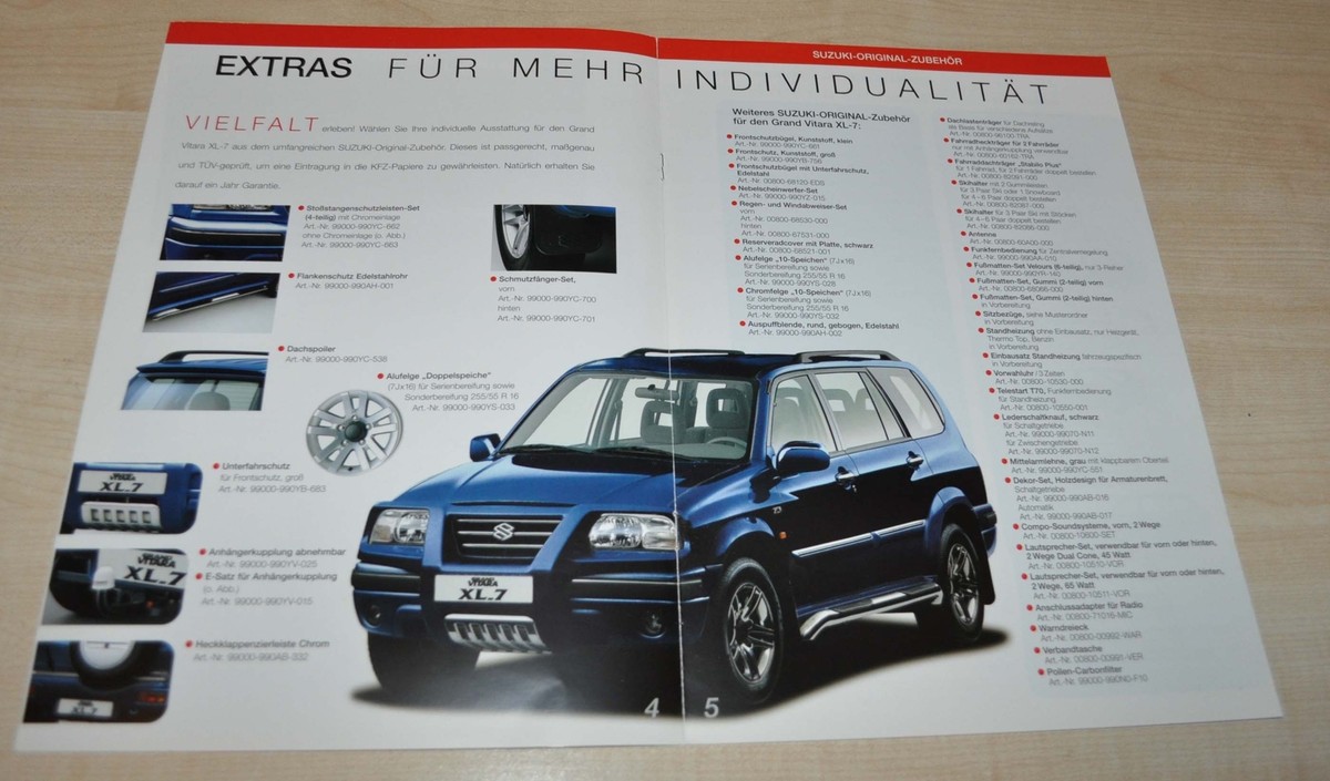2001 Suzuki Grand Vitara XL-7 Door Brochure Prospekt DE | eBay
