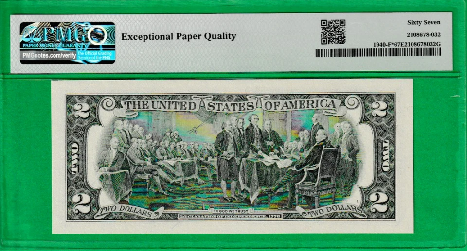 $2  Federal Reserve Note STAR ⭐ PMG 67 BIRTH YEAR  Serial Number  ""2014*" - Image 3 of 3
