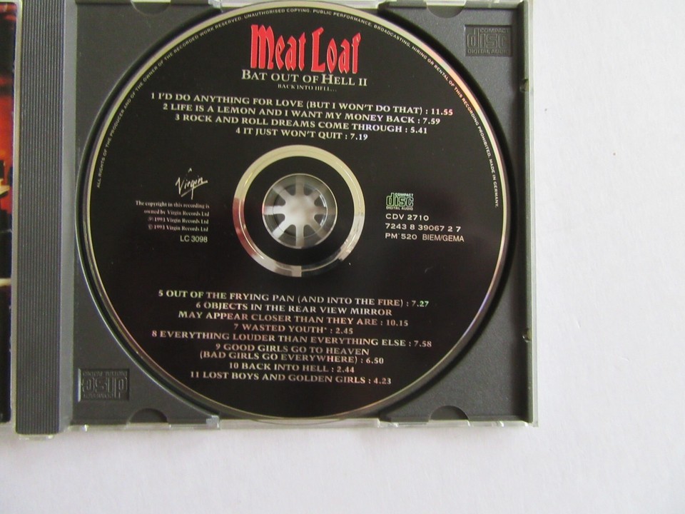 Meatloaf Greatest Hits CDs Bat Out Of Hell I & II (Back Into Hell) eBay