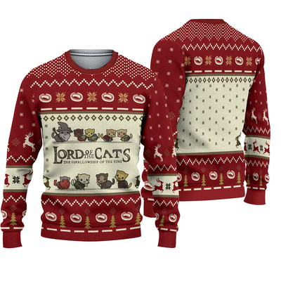 Lord of the Cats Lord Of The Rings Funny Ugly Christmas Sweater Full Size XS-5XL