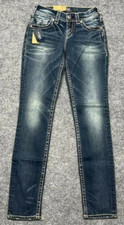 Silver Jeans Suki Womens 24X31 Blue Denim Pencil Skinny Stretch Whiskered New