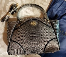 New Stauer Crocodile-embossed Gray Handbag Tote Purse Detachable Shoulder Strap