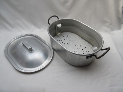 Vintage Schwanenmarke 13 Zoll Aluminium Fischkessel Dampfgarer Wilderer Kochtopf Pfanne