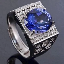 Amethyst Oval Cut Gemstone With 925 Sterling Silver Ring For Men's #136