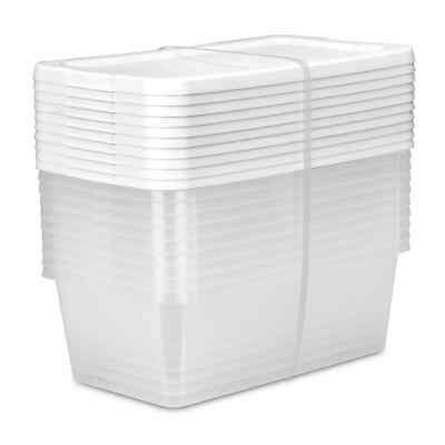 Sterilite Set of (10) 6 Qt Storage Boxes, Clear Plastic Storage Bin with Snap-on