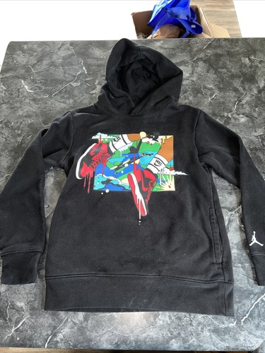 Nike Air Jordan Sweatshirt Hoodie Boys Youth Med Pocket Graphic Colorblock - Picture 2 of 6