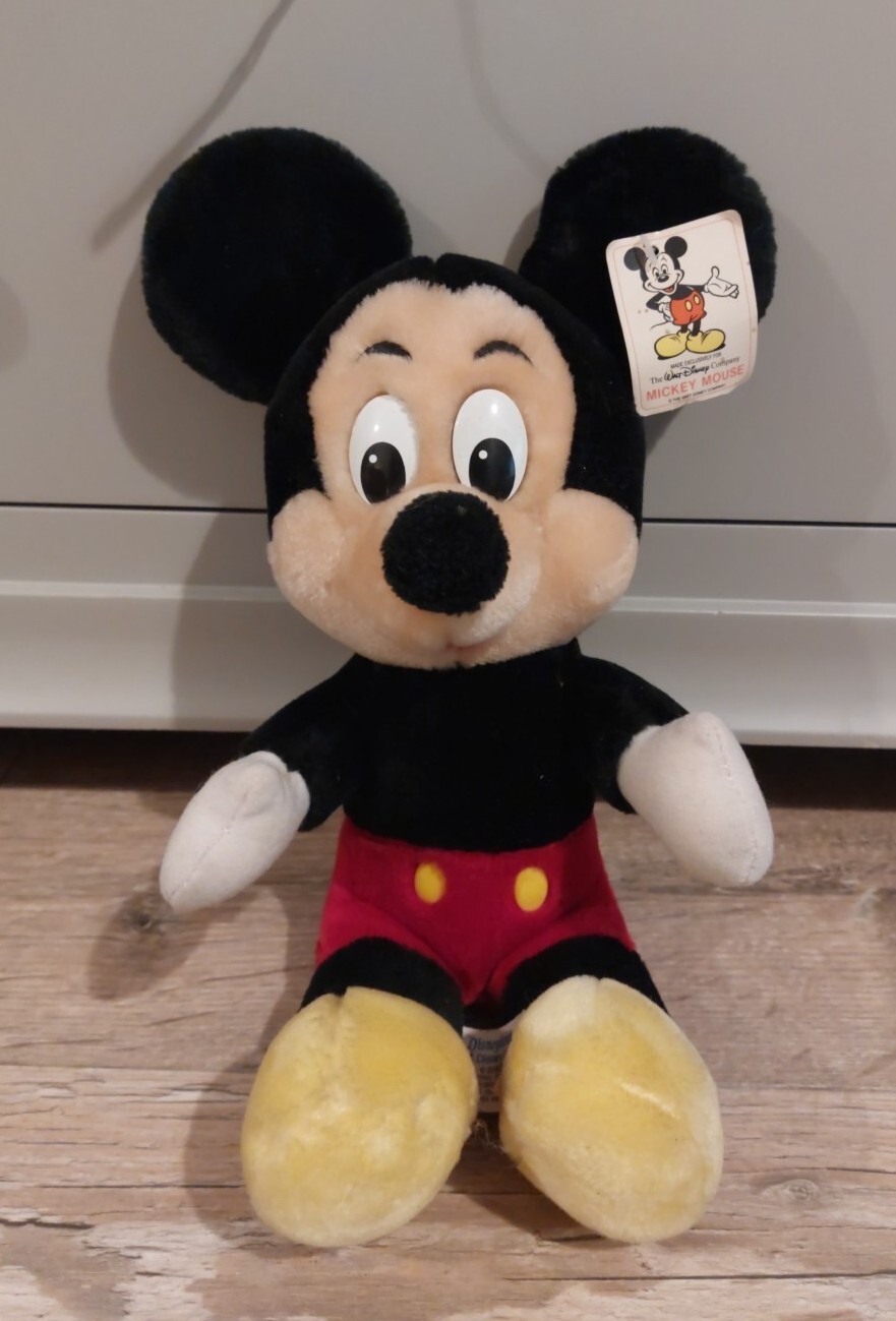 Vintage Mickey Mouse Disneyland Walt Disney World Plush Soft Toy Retro With Tags