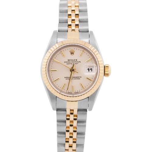 Ladies Rolex DateJust 26mm IVORY TAPESTRY 18K Yellow Gold Steel JUBILEE 69173