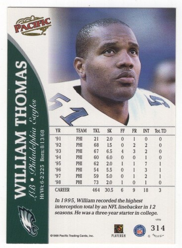 1999 Pacific Football Set Break - Cards #226-450 Pt.2 - 第 149/373 張圖片