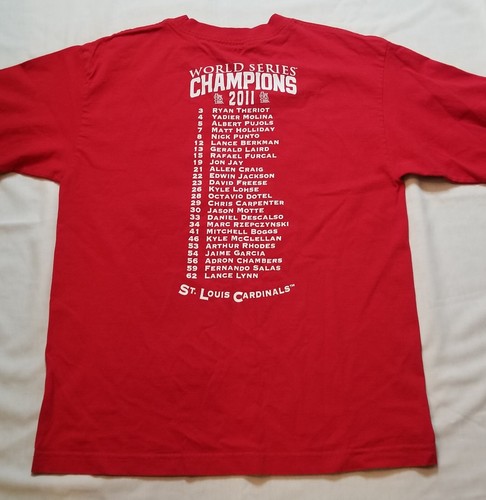 St. Louis Cardinals 2011 World Series Baseball Champions T-Shirt Youth XL Adidas - Picture 2 of 7