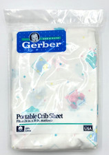 Vtg. 1993 Gerber Portable Crib Sheet 24"x38" Pastel Colors Giraffes Bears NIP