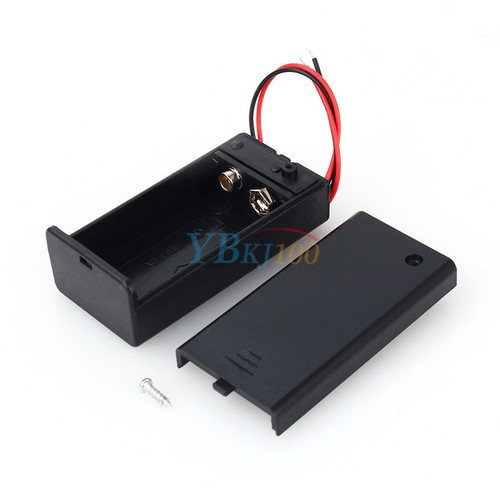 Battery Holder Box 9V Volt PP3 DC Case with Wire Lead ON/OFF Switch Cover New - Photo 1 sur 7