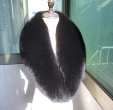 100 Real fox fur collar neck wrap /scarf black unisex jacket collar 100 17cm