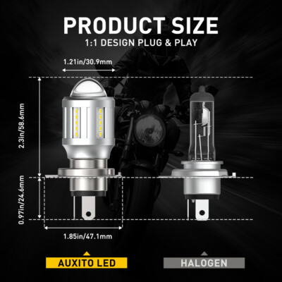 For Motorcycle H4 9003 LED Headlight Hi/Lo Beam Front Light Bulb