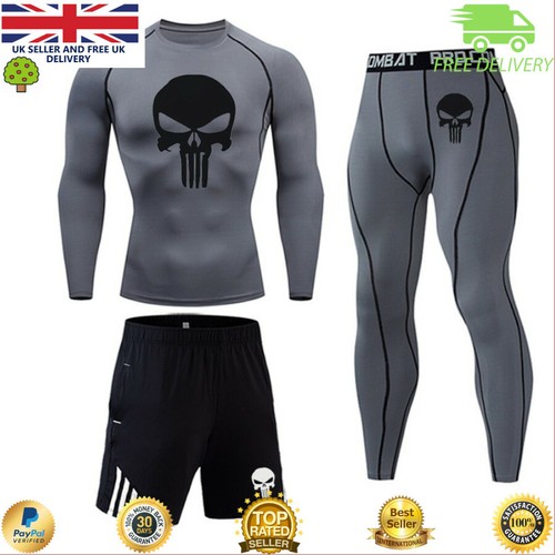 Mens GYM Workout Compression Running Sports Top Pants Base Layer shorts Leggings - Picture 9 of 13