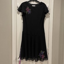Vtg Karin Steven’s Midi Dress Women’s Sz 14 Black Fairycore Goth Whimsigoth
