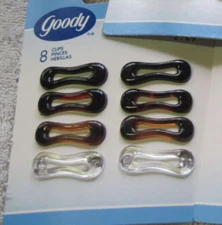 8 Goody Talie Plastic Oval Hair Clips 1" Secure Backs Stay Tight Hold Barrettes