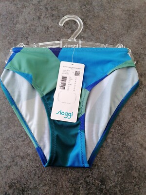 Sloggi Women Shore Kiritimati Mini Bikini Briefs Medium Blue Green New