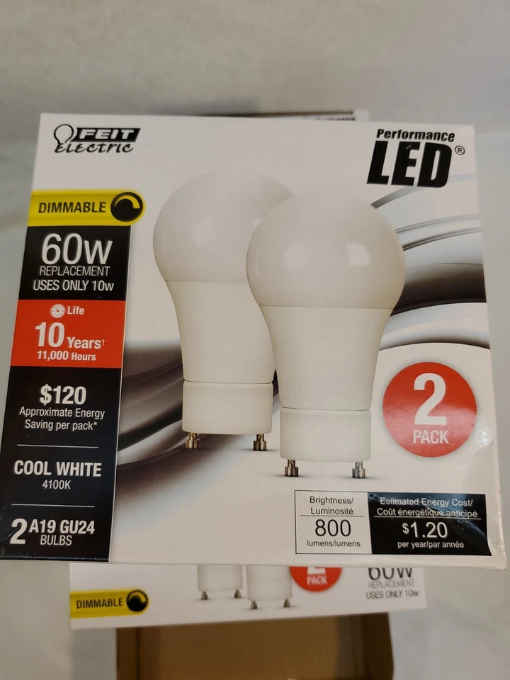 (4 sets of 2-Pk) Feit LED Plug-In Bulb A19 GU24 Base 60W Dimmable 800 Lumens - Image 3 of 4
