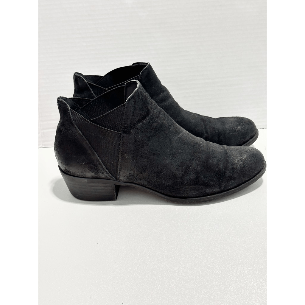 Lucky Brand Baqira Women's Suede Leather Pull-On Ankle Booties Black Size 10