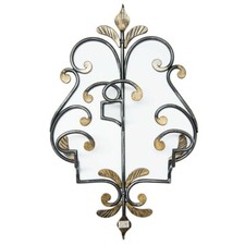 Attaccapanni da muro in ferro battuto a 3 posti ganci estraibili colore nero oro