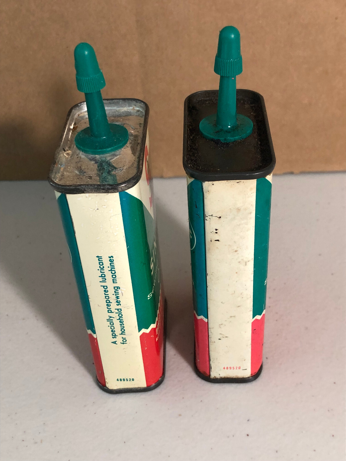 2 DIFFERENT SINGER SEWING MACHINE 4 OZ. OIL CANS "HANDY OILERS" eBay