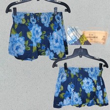 Abercrombie  Fitch Kids Blue Green Cotton Floral Elastic Mini Skirt Size Medium
