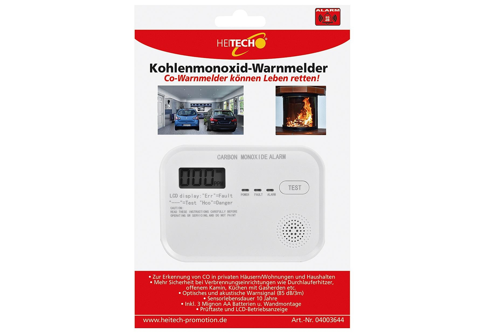 Heitech Kohlenmonoxid-melder 10 Jahre