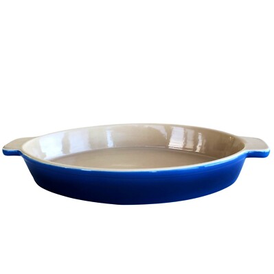 Berndes Blue Stoneware Oval Gratin Baking Dish 11.5'' Handles Made in Germany