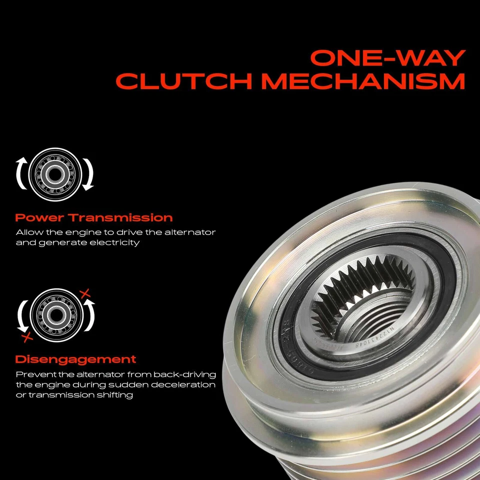 Polea embrague alternador para Nissan Altima 93-97 Sentra Frontier 6 ranuras CW Foto 3 de 4