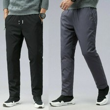Herren 90% Entendaunen Kordelzug Hose Gesteppt Reißverschluss Taschen Hose