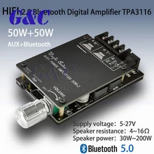 50Wx2 Bluetooth digital power amplifier board AUX audio input + 2-in-1