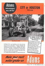 1951 Adams Motor Graders "Houston, Texas" Original Print Advertisement.