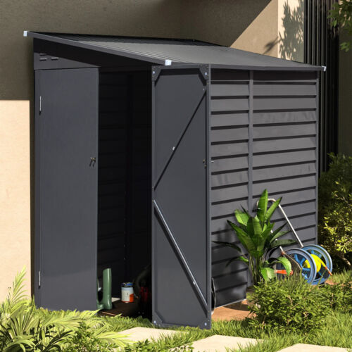9x5FT Large Garden Storage Shed Metal Outdoor Bike Tools Box House Double Doors
