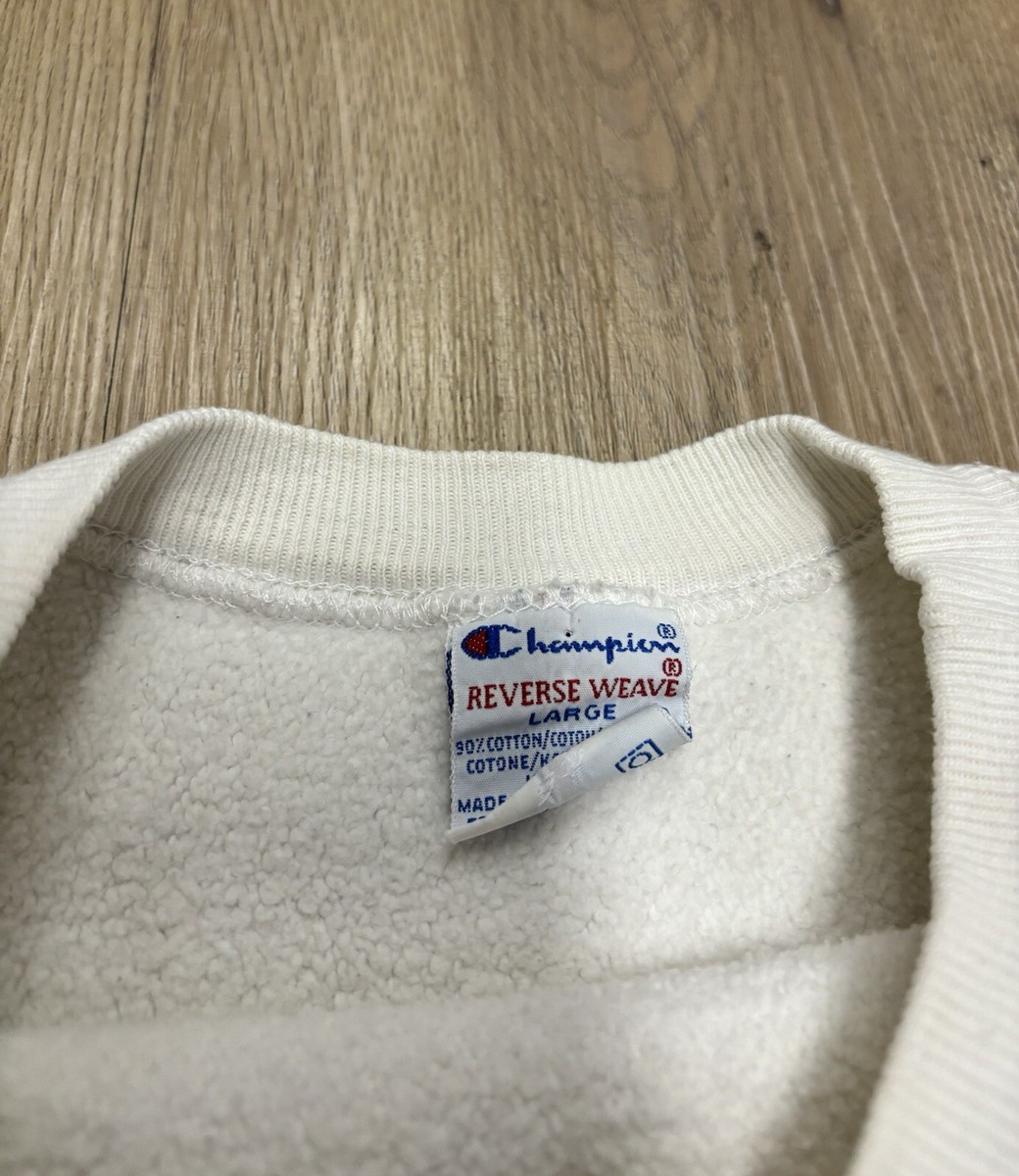Vintage 90s Champion Reverse Weave Cropped Sweatshirt White Sz L