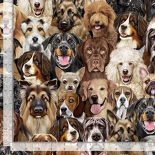 Dogs Dog CD2947 Natural Poodle Retriever Shepherd Timeless Durable Cotton Fabric