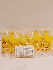 12 3" Rubber Stretch Rubber Chicken Key Chain Gag Gift Joke Party Favors New