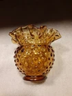 Fenton Ruffled Hobnail Amber Vase