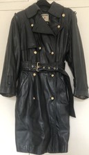 Moschino Black Leather Trench Coat